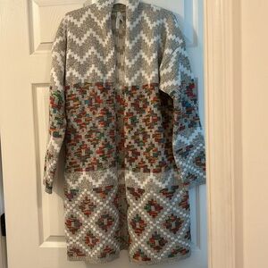 Long Cardigan with Aztec Pattern